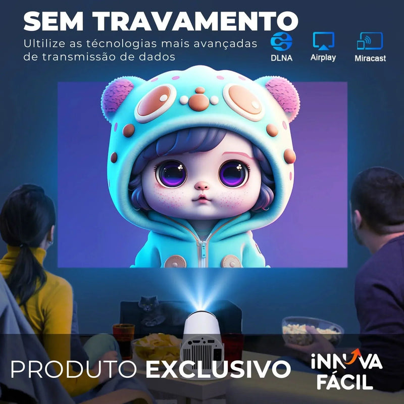 Mini Projetor Portátil 4K com AndroidTV e Espelhamento