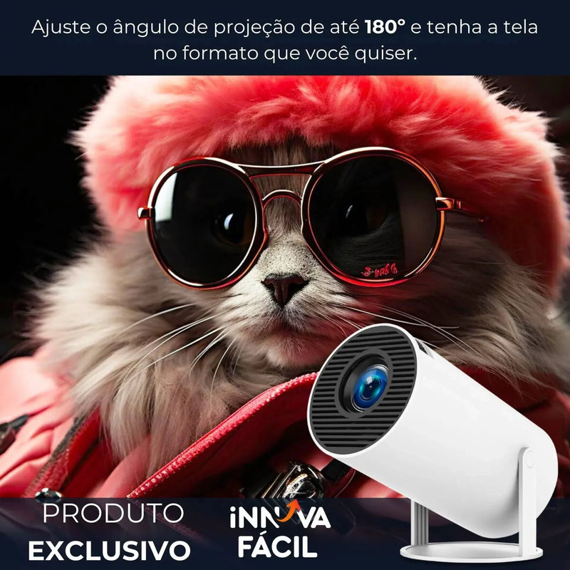 Mini Projetor Portátil 4K com AndroidTV e Espelhamento