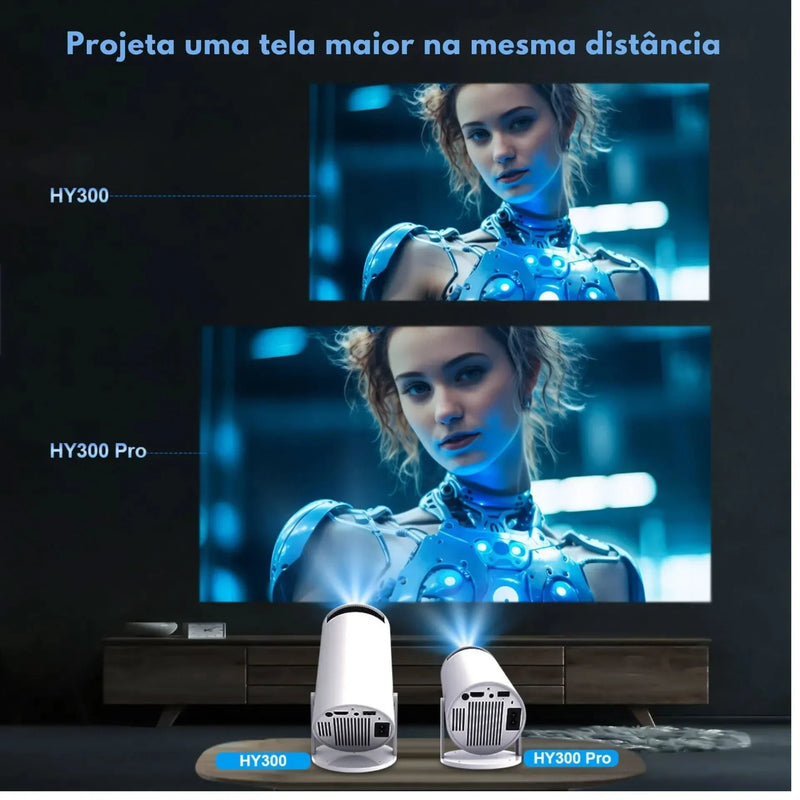 Mini Projetor Portátil 4K com AndroidTV e Espelhamento